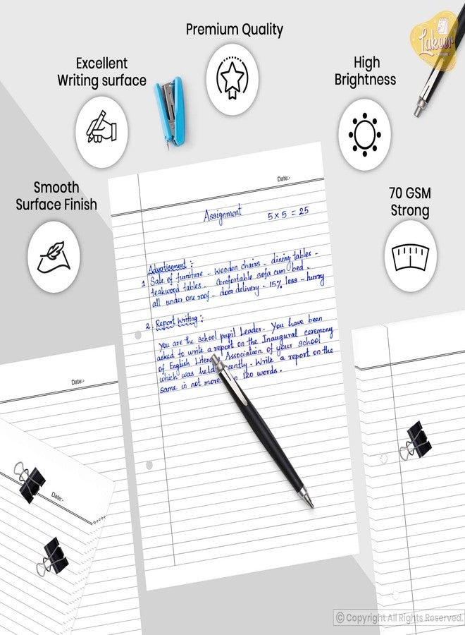 Paraspapermart أوراق مشاريع بيضاء مسطرة من Paraspapermart مقاس A4، وجه واحد (عبوة من 100 ورقة) - Image 5
